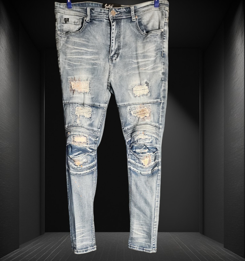 Switch Remarkable Jeans Men’s 36x30 Slim Taper Moto Distressed Stretch